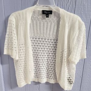 Cropped white cardigan, petite XL